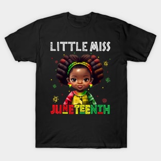 Little Miss Juneteenth Black Girl Melanin Cute Toddler Kids T-Shirt